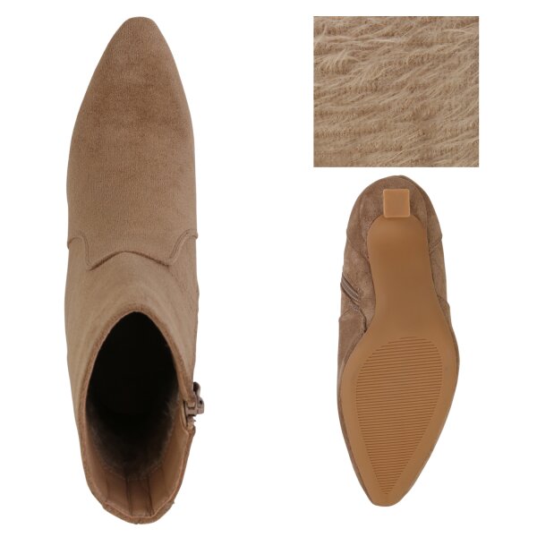 Stiefelparadies Damen Klassische Stiefeletten in Hellbraun Lagerräumung