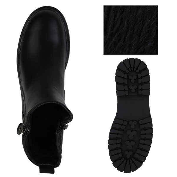 Stiefelparadies Damen Klassische Stiefeletten in Schwarz Heißer Verkauf