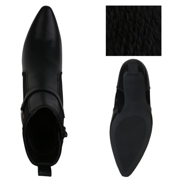Stiefelparadies Damen Klassische Stiefeletten in Schwarz Neueste Mode