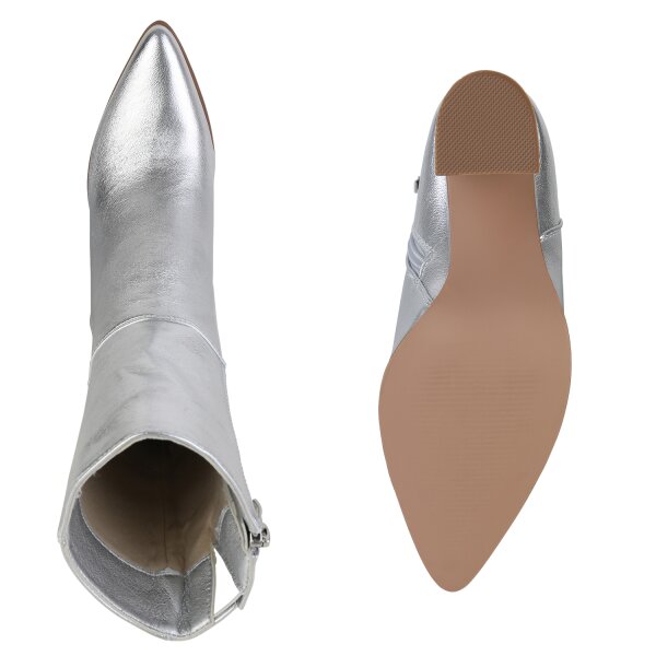 Stiefelparadies Damen Klassische Stiefeletten in Silber Zeitlich begrenztes Angebot