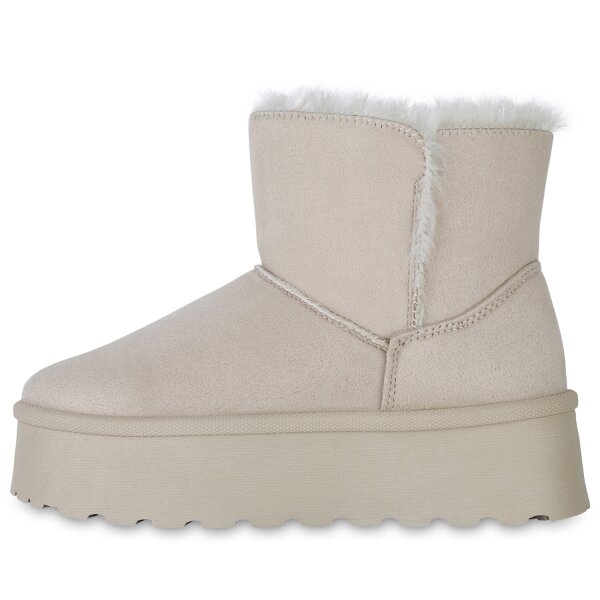 Stiefelparadies Damen Plateau Boots in Beige