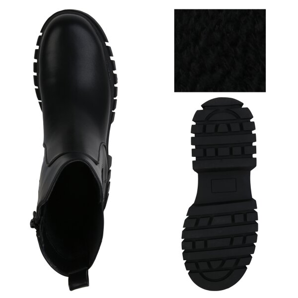 Stiefelparadies Damen Plateau Boots in Schwarz Saisonale Angebote