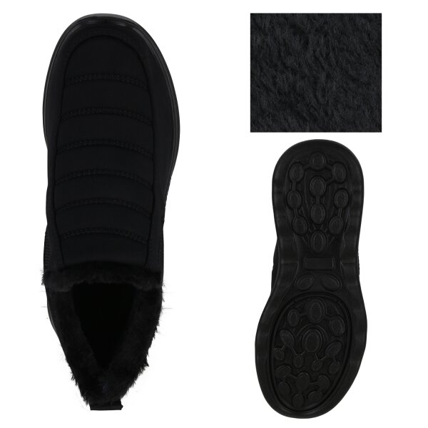 Stiefelparadies Damen Slip Ons in Schwarz Tiefpreis