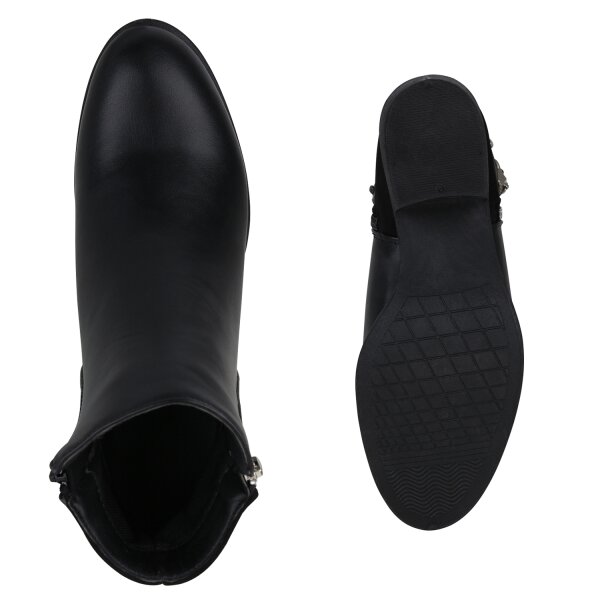 Stiefelparadies Damen Klassische Stiefeletten in Schwarz Letzte 3 Tage