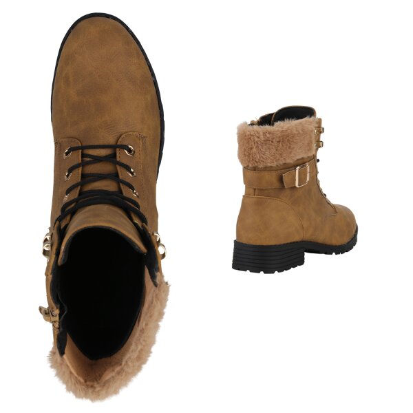 Stiefelparadies Damen Worker Boots in Hellbraun Neueste Stile