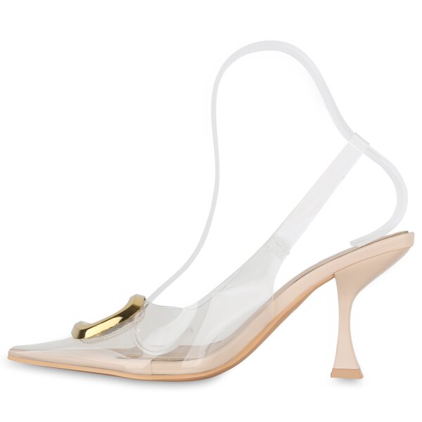 Stiefelparadies Damen Slingpumps in Beige Nur für heute