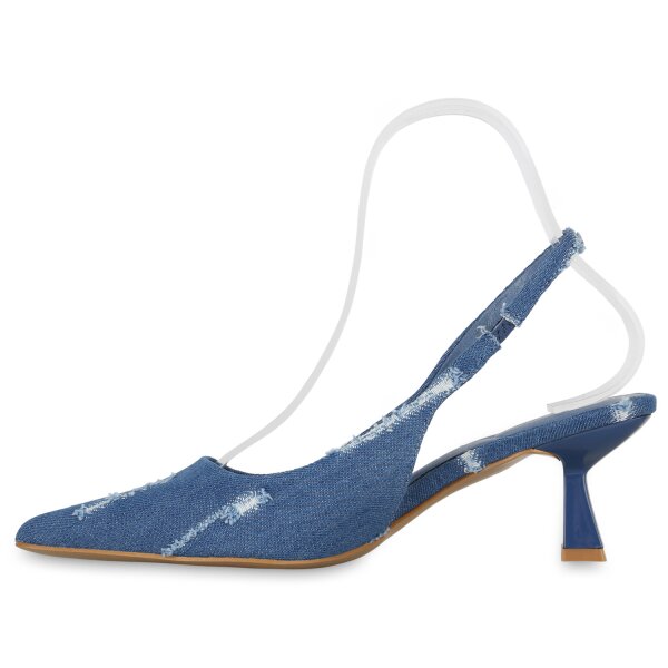 Stiefelparadies Damen Slingpumps in Dunkelblau Sonderangebot der Fabrik