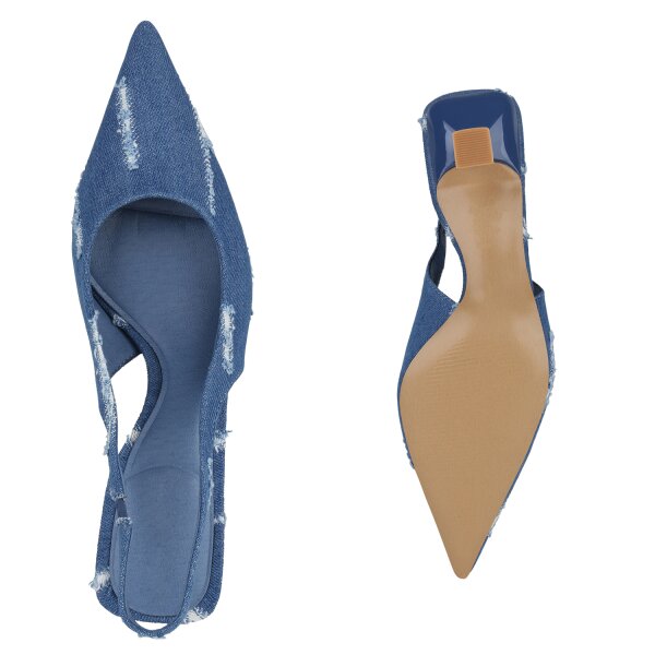 Stiefelparadies Damen Slingpumps in Dunkelblau Sonderangebot der Fabrik