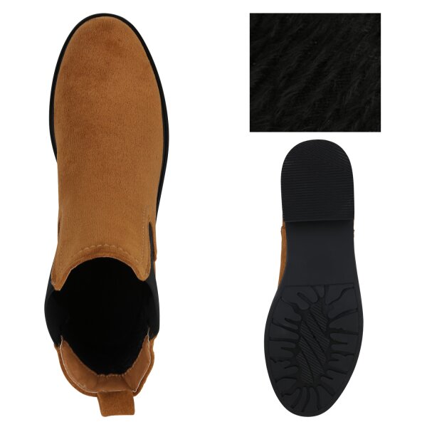 Stiefelparadies Damen Chelsea Boots in Hellbraun Nur noch ein Tag übrig