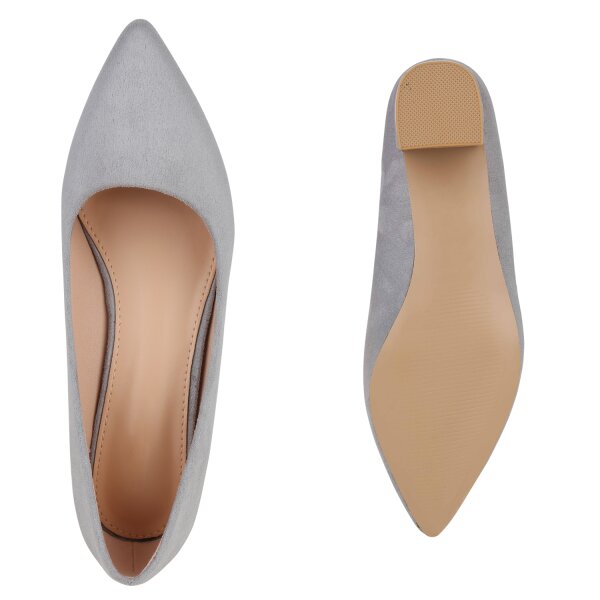 Stiefelparadies Damen Klassische Pumps in Grau Clearance-Verkauf