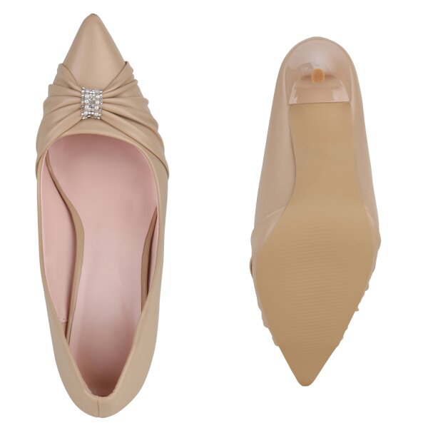 Stiefelparadies Damen Klassische Pumps in Khaki Kostenloser Versand international