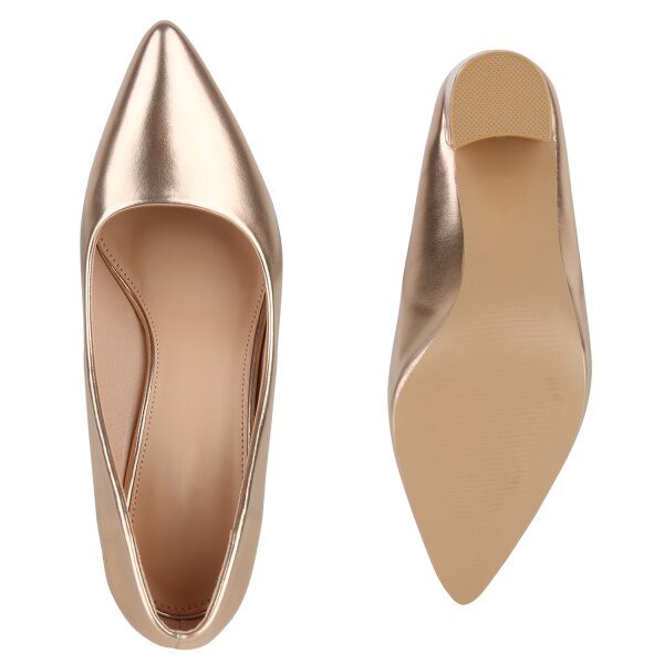 Stiefelparadies Damen Klassische Pumps in Rose Gold Begrenzt auf 3 Tage