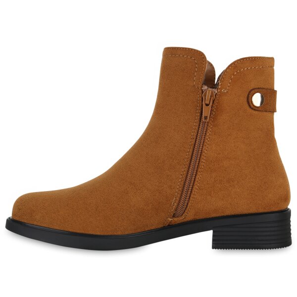 Stiefelparadies Damen Klassische Stiefeletten in Hellbraun Black Friday Preise