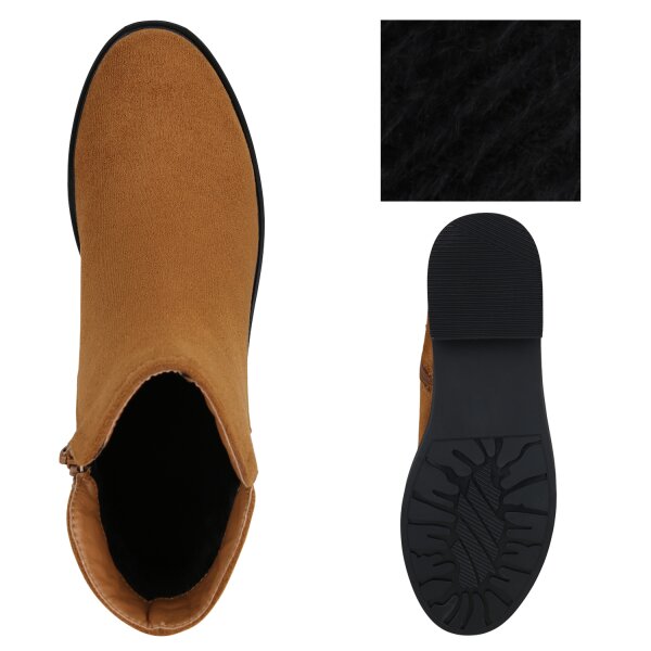 Stiefelparadies Damen Klassische Stiefeletten in Hellbraun Black Friday Preise