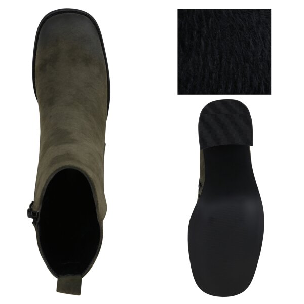 Stiefelparadies Damen Klassische Stiefeletten in Olivgrün Im Verkauf