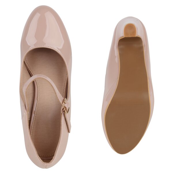 Stiefelparadies Damen Mary Janes in Beige Lack Online