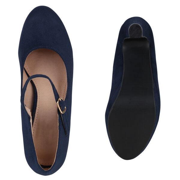 Stiefelparadies Damen Mary Janes in Dunkelblau Outlet