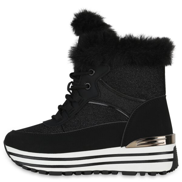 Stiefelparadies Damen Sneakerstiefel in Schwarz im Angebot
