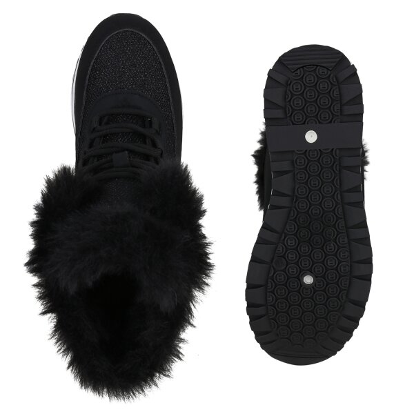 Stiefelparadies Damen Sneakerstiefel in Schwarz im Angebot