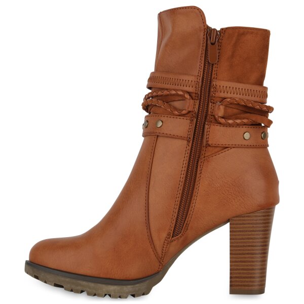 Stiefelparadies Damen Biker Boots in Hellbraun Fabrikpreis