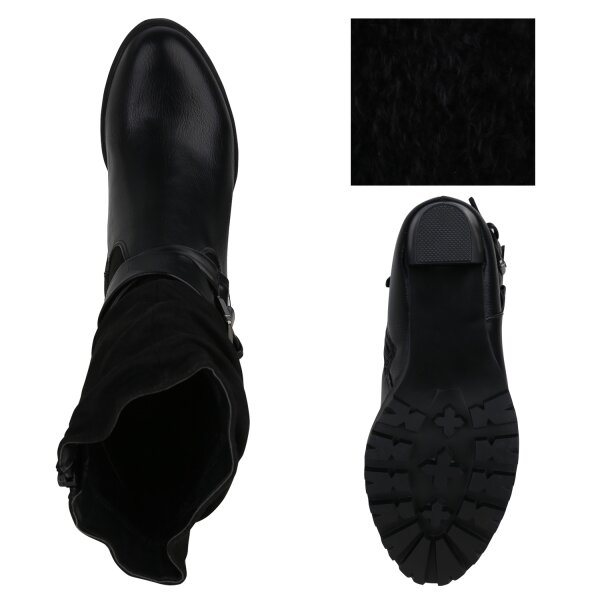 Stiefelparadies Damen Biker Boots in Schwarz Sonderangebot