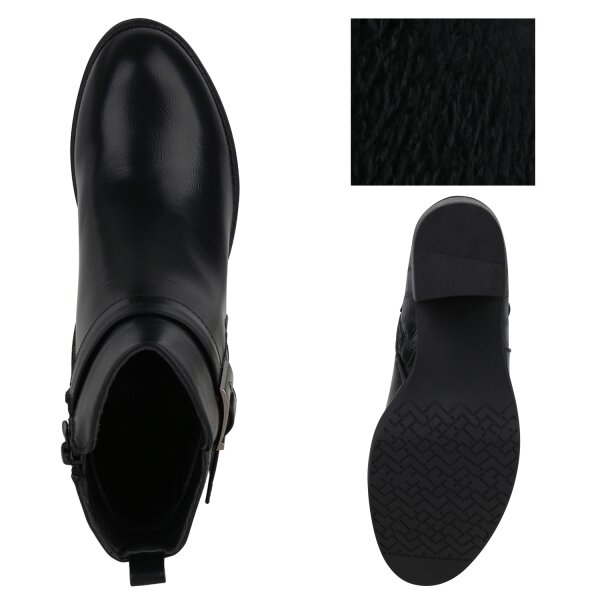 Stiefelparadies Damen Biker Boots in Schwarz Kroko Versandkostenfrei
