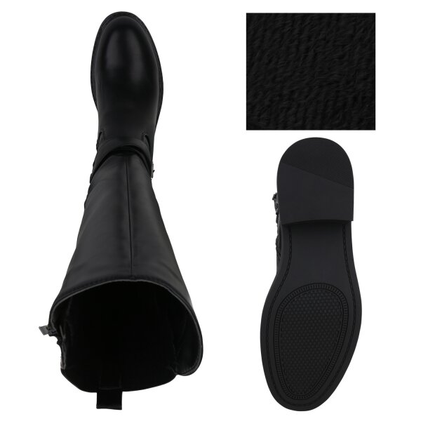 Stiefelparadies Damen Bikerstiefel in Schwarz Flash Sale