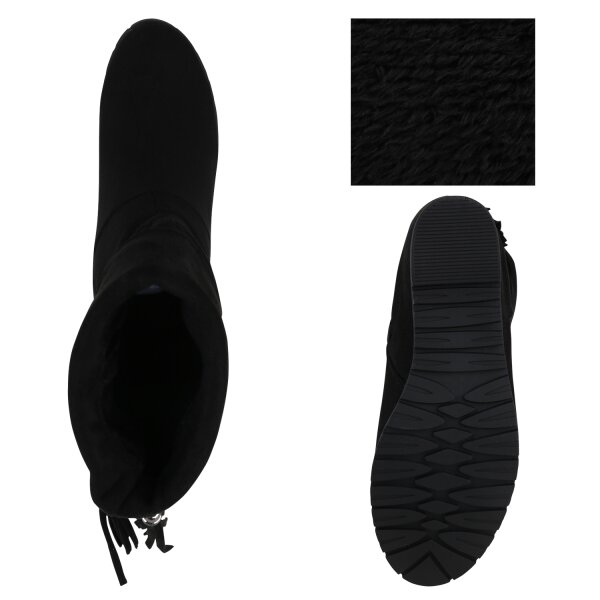 Stiefelparadies Damen Keilstiefeletten in Schwarz Online Shopping