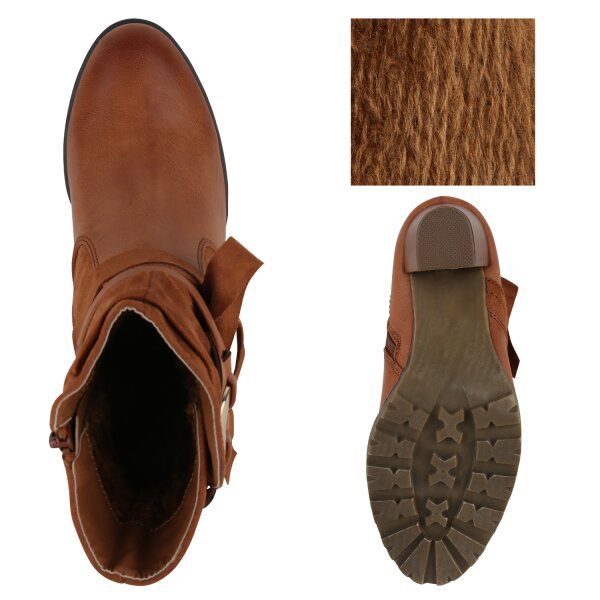 Stiefelparadies Damen Klassische Stiefeletten in Hellbraun Preisnachlass