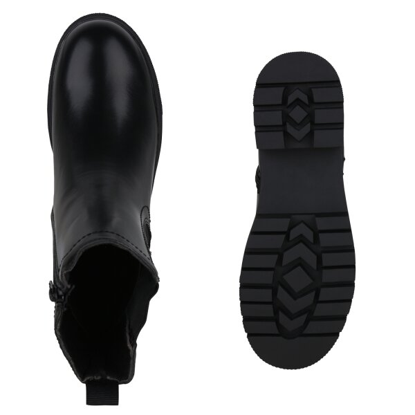 Stiefelparadies Damen Klassische Stiefeletten in Schwarz Saisonschlussverkauf