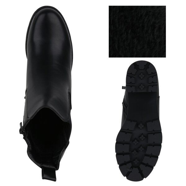 Stiefelparadies Damen Klassische Stiefeletten in Schwarz Black Friday