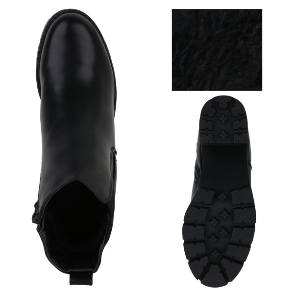 Stiefelparadies Damen Klassische Stiefeletten in Schwarz Snake Cyber Monday