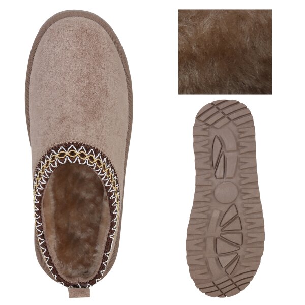 Stiefelparadies Damen Pantoffeln in Taupe Muttertagsangebot