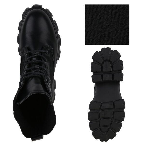 Stiefelparadies Damen Plateau Boots in Schwarz Vatertagsangebot