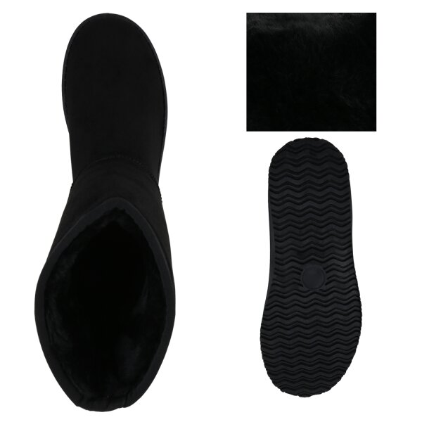 Stiefelparadies Damen Schlupfstiefeletten in Schwarz Blitzangebot