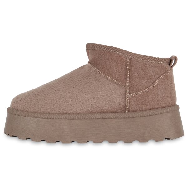 Stiefelparadies Damen Plateau Boots in Taupe