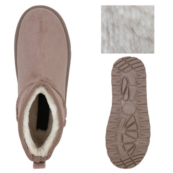 Stiefelparadies Damen Plateau Boots in Taupe Bestseller
