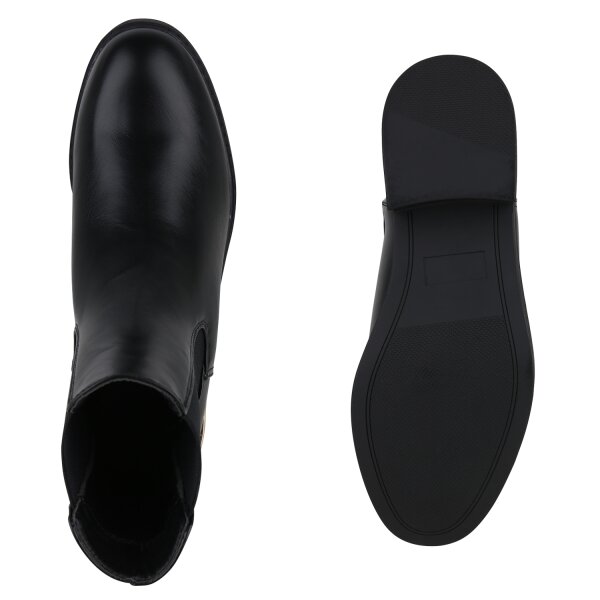 Stiefelparadies Damen Chelsea Boots in Schwarz Saisonale Angebote