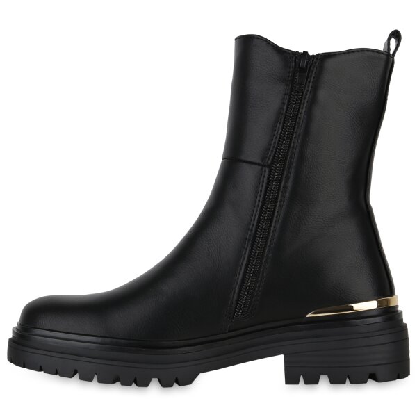 Stiefelparadies Damen Klassische Stiefeletten in Schwarz