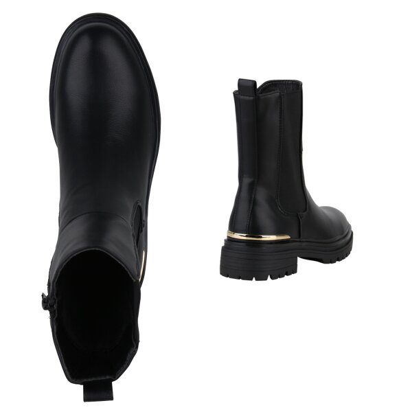 Stiefelparadies Damen Klassische Stiefeletten in Schwarz Räumungsverkauf
