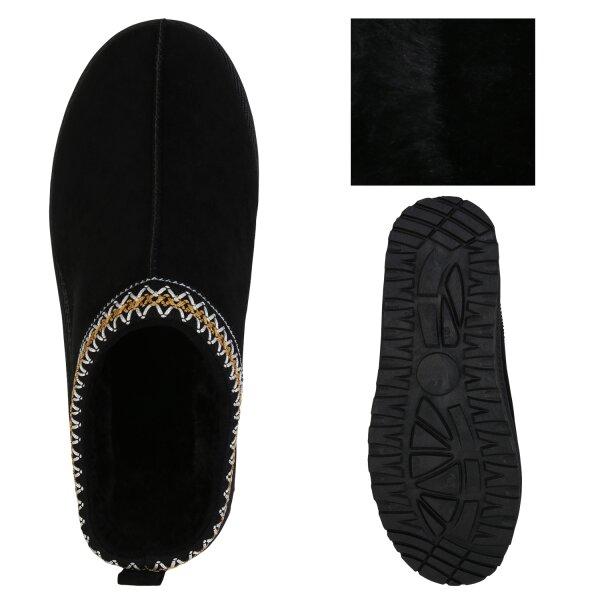 Stiefelparadies Damen Pantoffeln in Schwarz Super Sparpreis