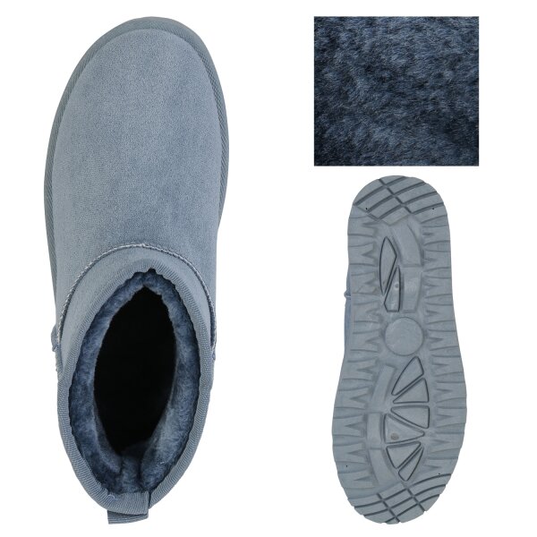 Stiefelparadies Damen Plateau Boots in Hellblau Wochenangebot