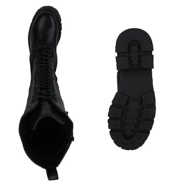 Stiefelparadies Damen Schnürstiefel in Schwarz Begrenzte Freigabe
