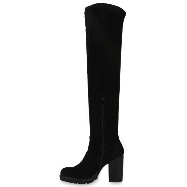 Stiefelparadies Damen Overknees in Schwarz Letzte 2 Tage