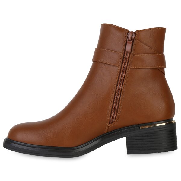 Stiefelparadies Damen Biker Boots in Hellbraun