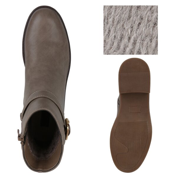 Stiefelparadies Damen Biker Boots in Khaki Bis zu 50% Rabatt