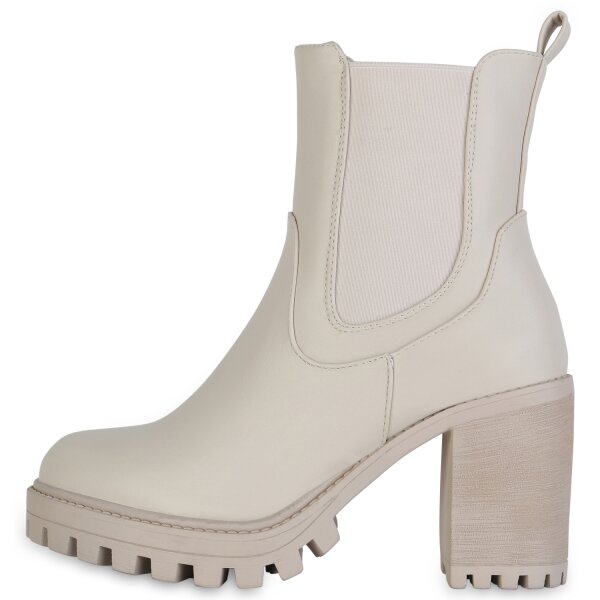Stiefelparadies Damen Chelsea Boots in Beige Bis zu 65% Rabatt