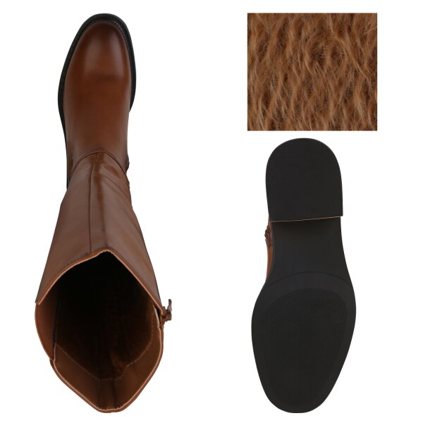 Stiefelparadies Damen Klassische Stiefel in Hellbraun Discount Store für neue Produkte