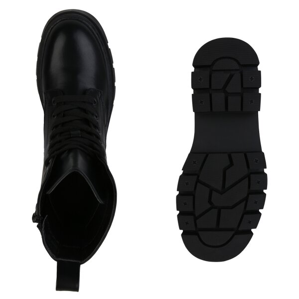 Stiefelparadies Damen Plateau Boots in Schwarz Riesige Rabatte
