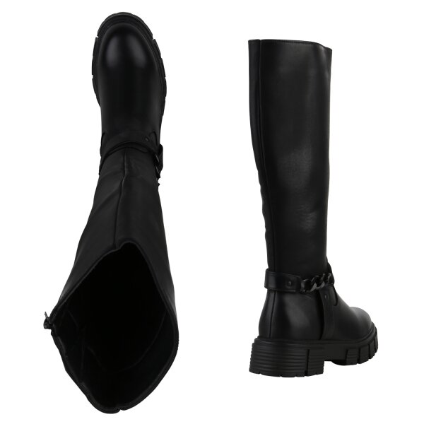 Stiefelparadies Damen Bikerstiefel in Schwarz Begrenzt auf 3 Tage